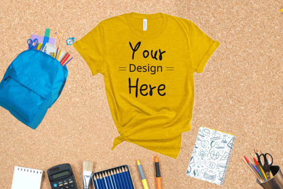 Back to School Gold Color T-Shirt Mockup