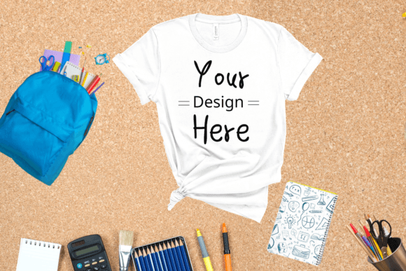 Back to School White T-shirt Mockup: Graphics & T-Shirts for Local Branding